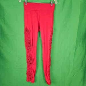 Carbon 38 Womens Red Dahlia Crochet‎ Side Leggings Medium